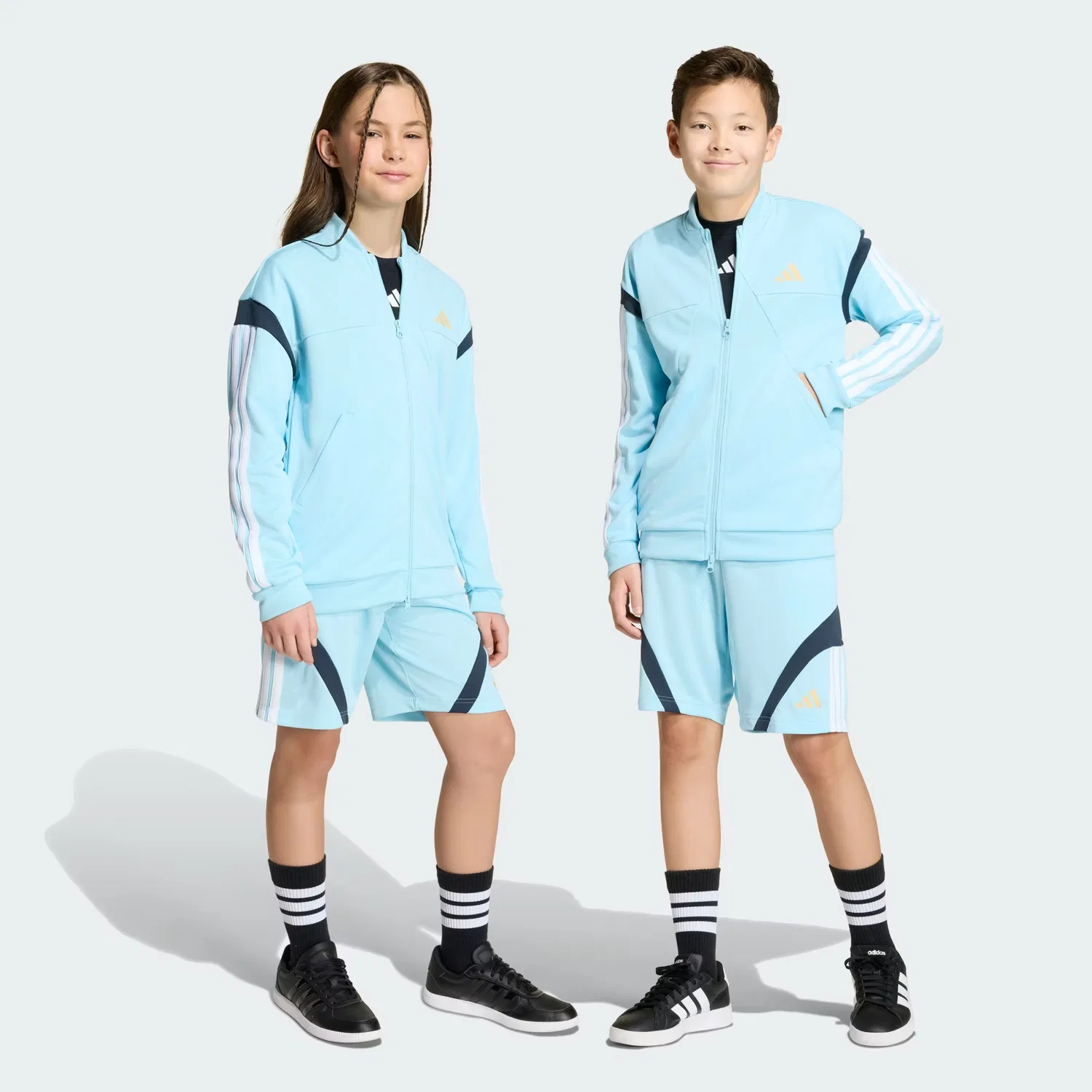 Детские шорты на завязках House of Tiro Adidas Sportswear, голубой/белый/бежевый/темно-синий