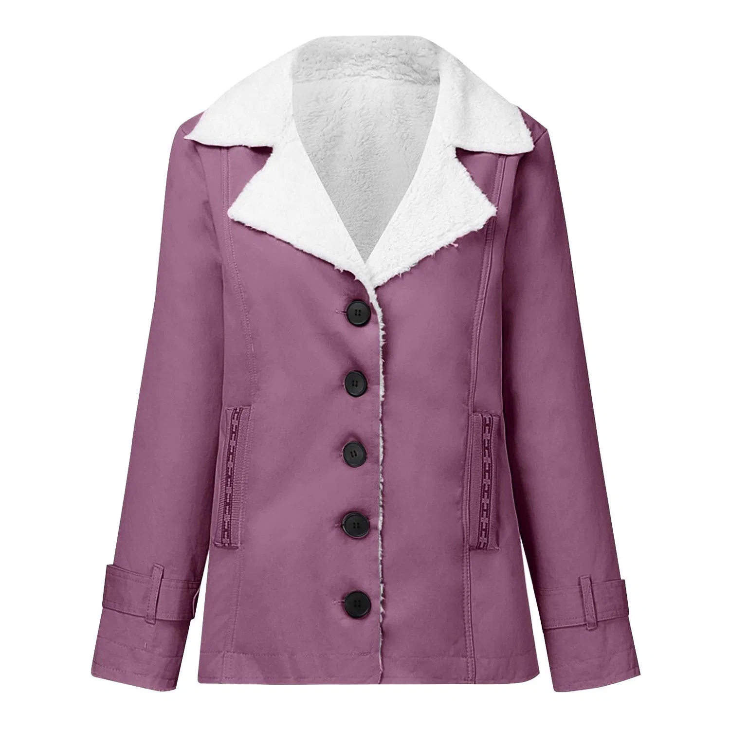 Женская куртка оверсайз с капюшоном из флиса, lilac — фото 4