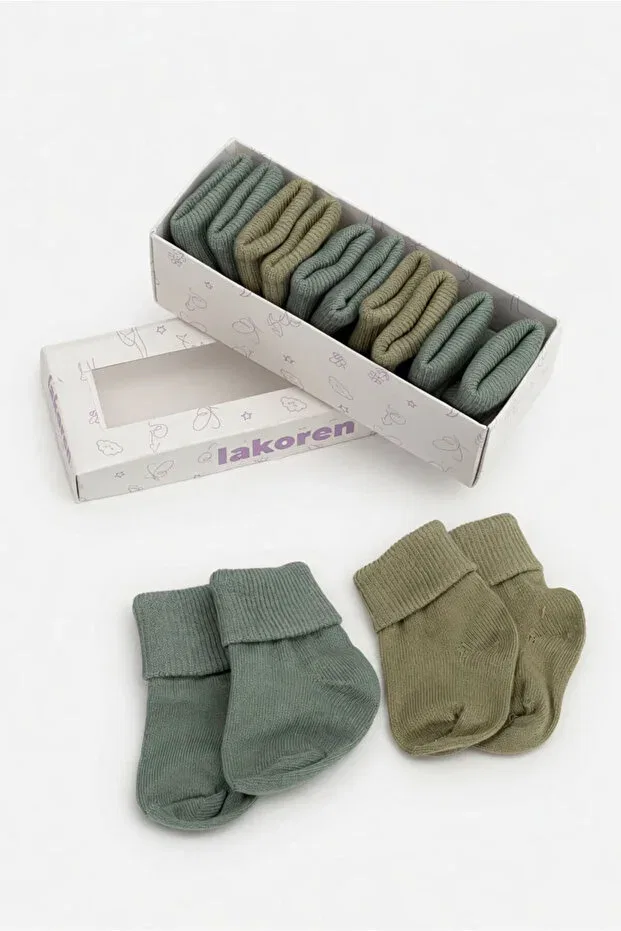 Детские носки для новорожденных хлопковые 5-парные Young Lakoren, Green And Khaki