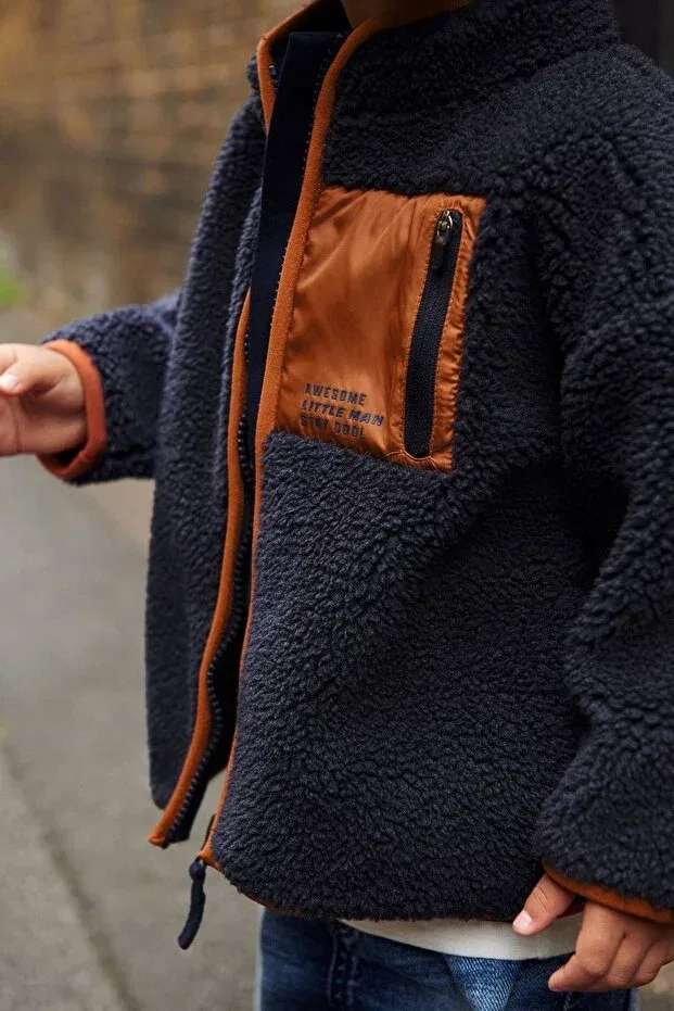 Детское пальто из флиса для девочек с принтом Next Baby, Navy Blue — фото 4