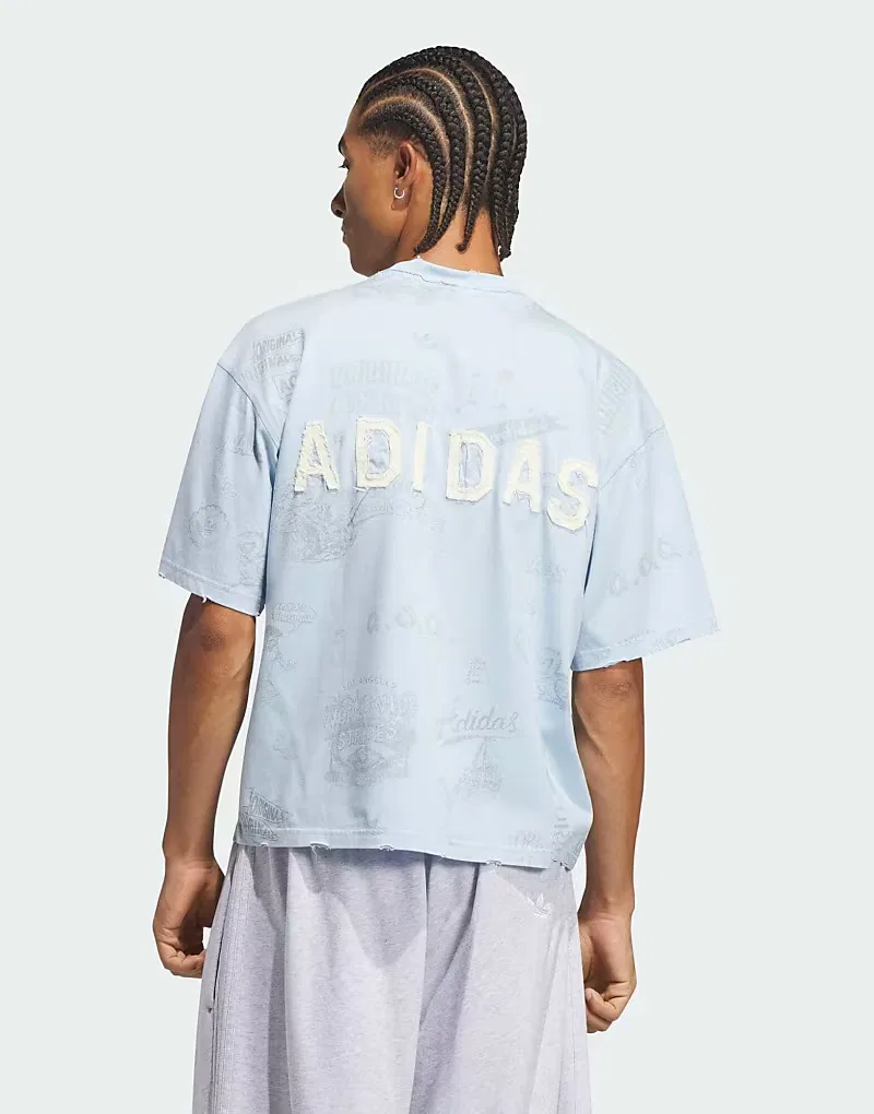 Футболка Adidas Originals Texas A&M Aggies Originals Varsity Graphic Tee в цвете Ясное небо — фото 2