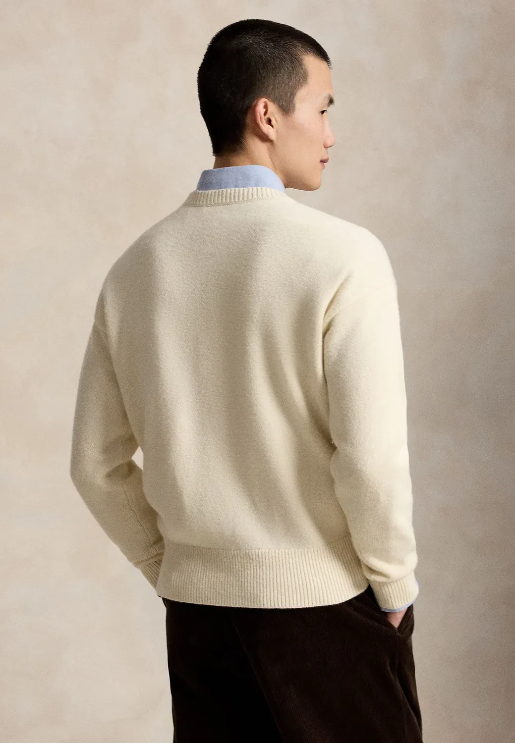 Свитер-Джемпер свободного кроя из шерсти и хлопка Polo Ralph Lauren, Andover Cream — фото 3