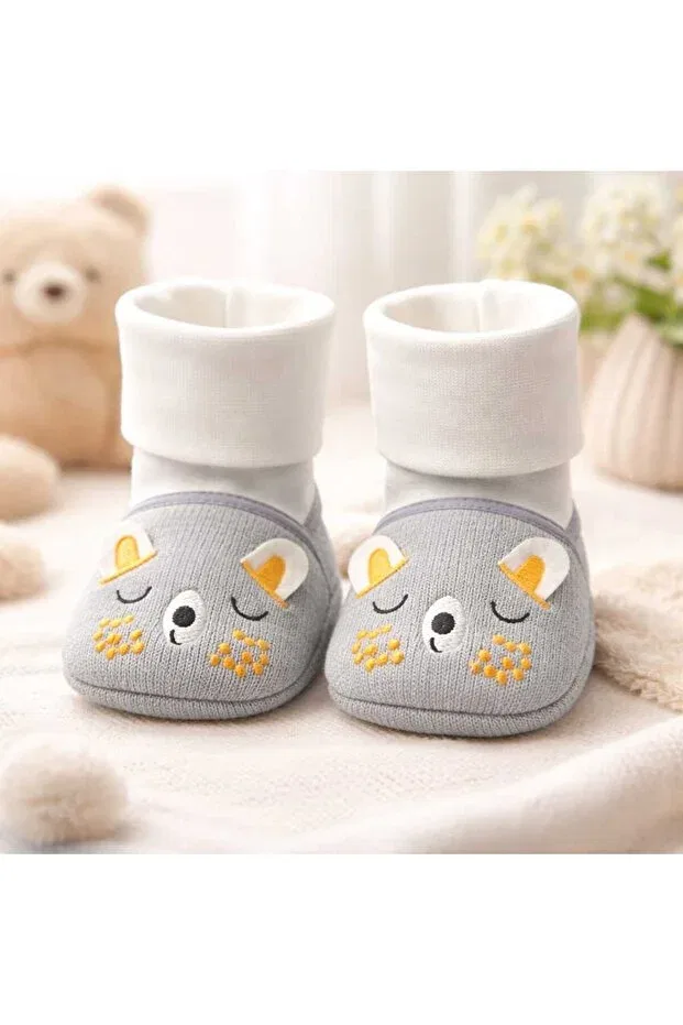 Детские ботиночки для новорожденных с вышивкой Baby Shez, Gray — фото 4