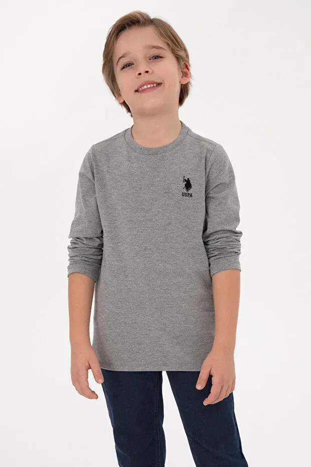 Детское для мальчиков свитшот с длинным рукавом U.S. Polo Assn., Gray Melange