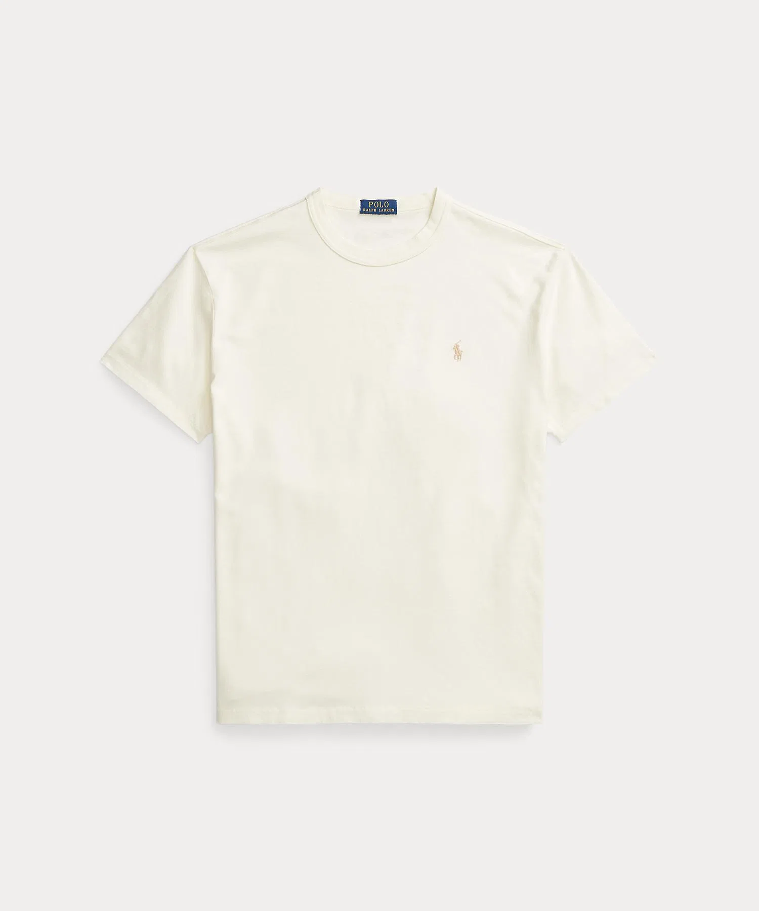 Унисекс хлопковая футболка POLO RALPH LAUREN классического кроя, с вышивкой, бежевый — фото 2