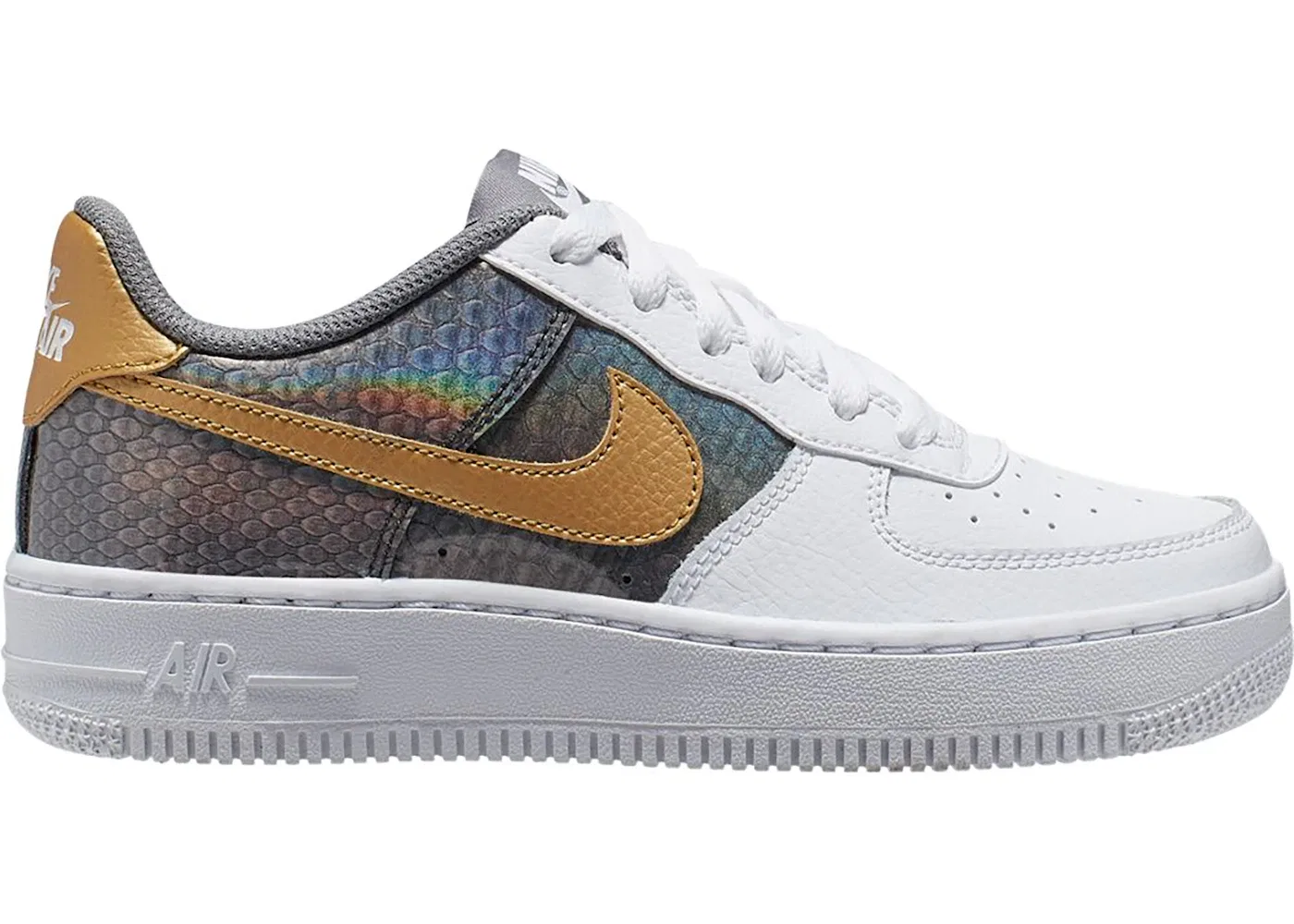Детские кроссовки Lifestyle с принтом Nike Air Force 1 Low Nike, White/Anthracite-Cool Grey-Metallic Gold