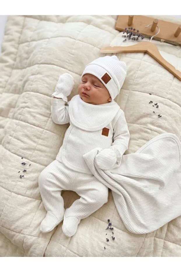 Детский комплект для новорожденных хлопковый Saule, White
