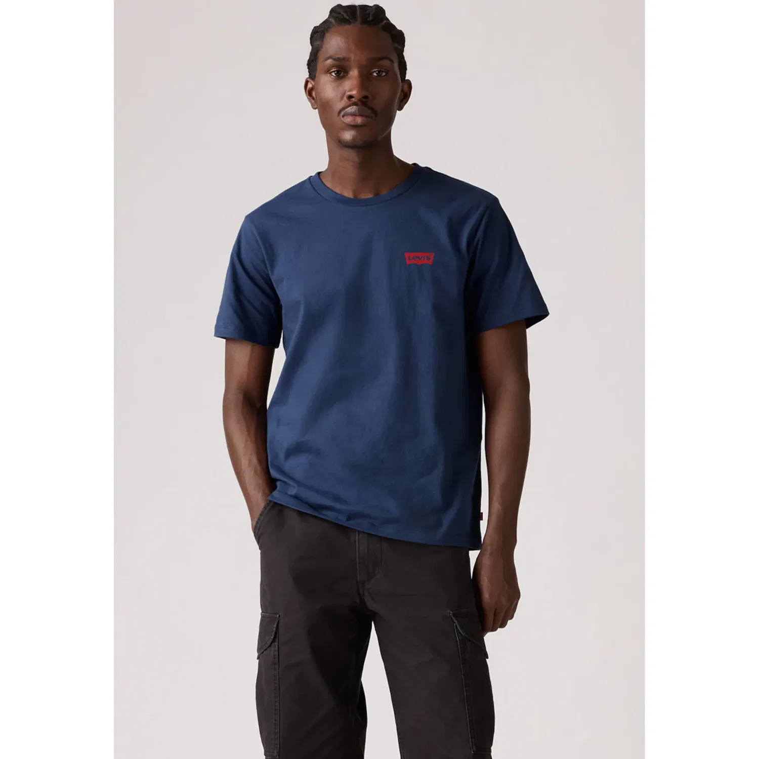 Мужская классическая хлопковая футболка Levi's, Navy/White — фото 4