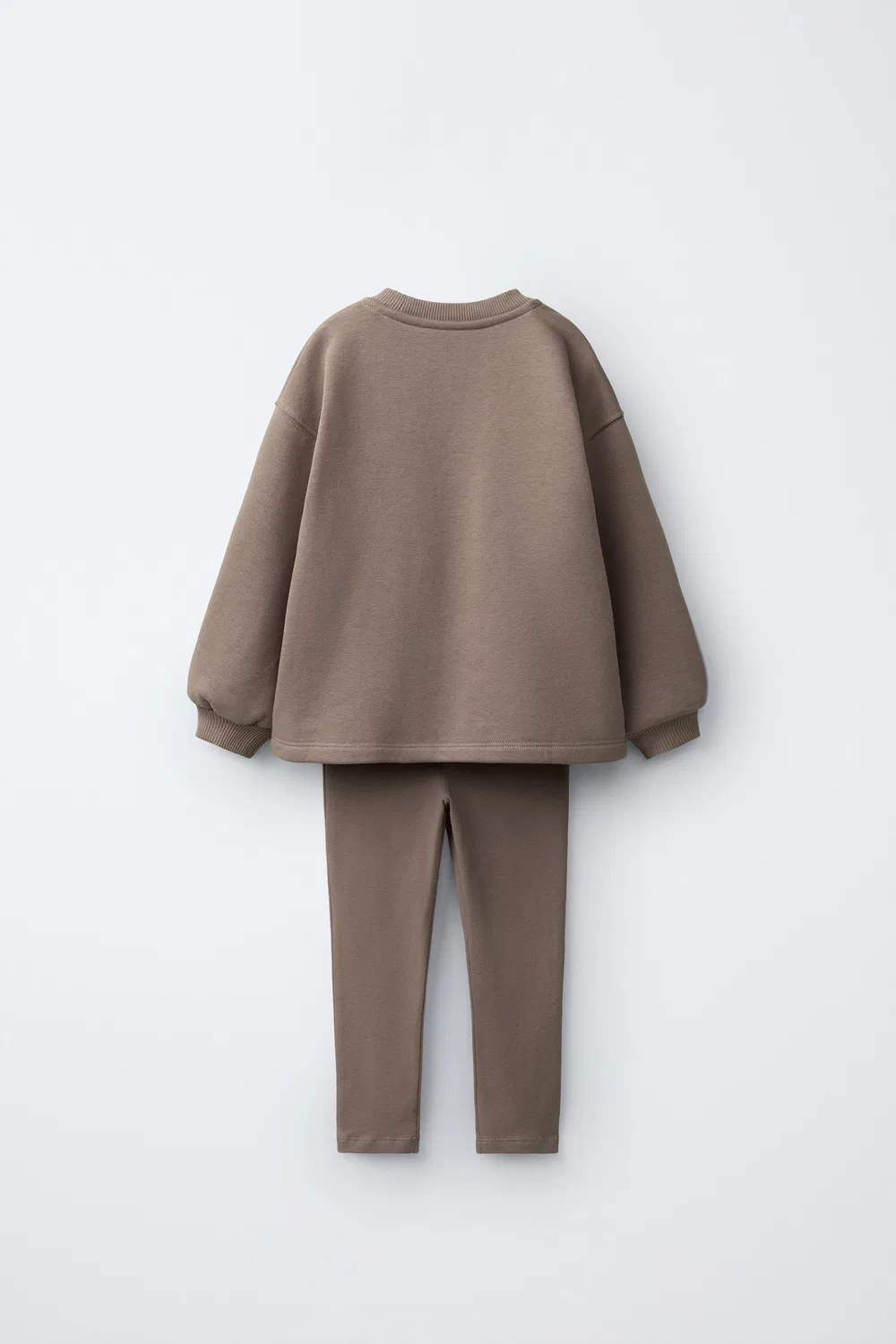 Однотонный комплект из толстовки и леггинсов. ZARA, Brown/Taupe — фото 2