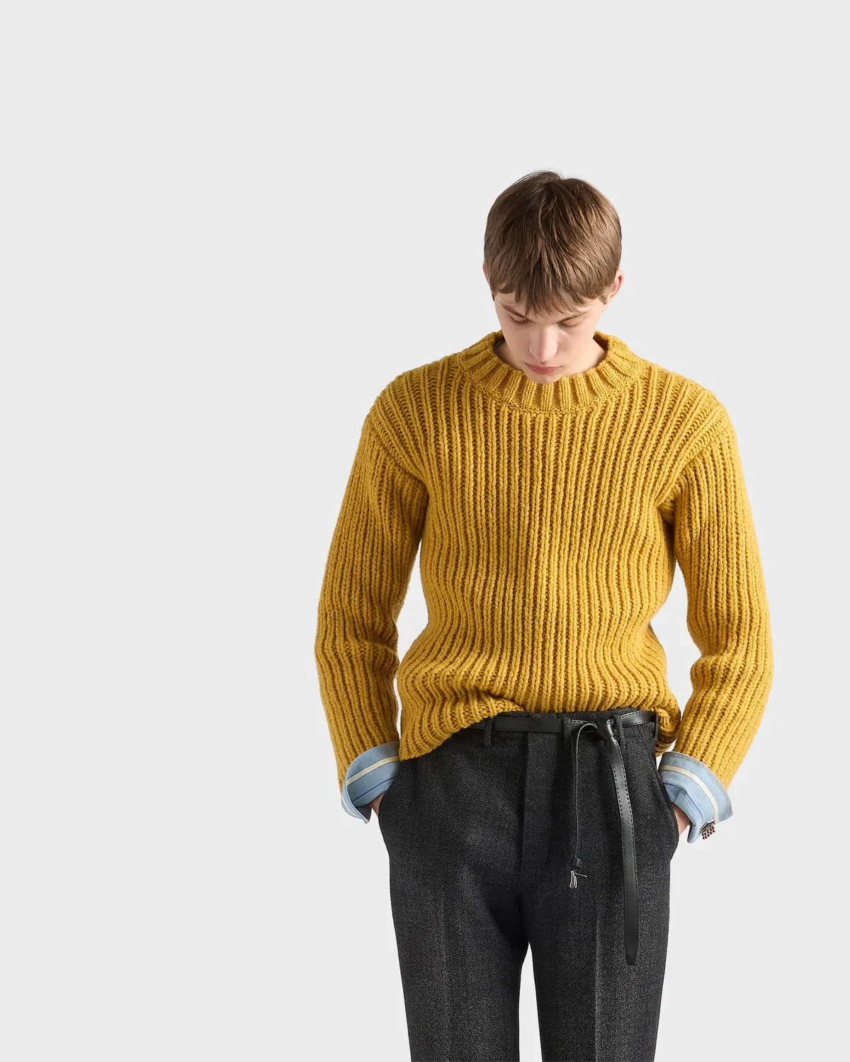 Свитер свободного кроя Prada, желтый — фото 3