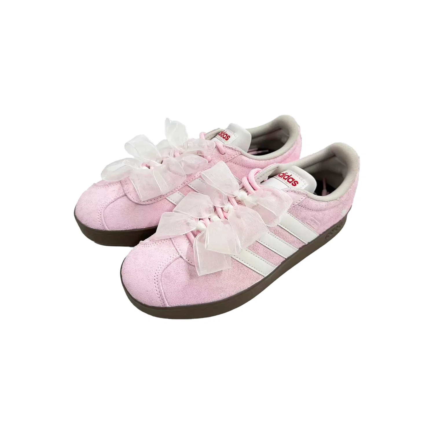 Кеды для девочек с розовым верхом и белыми полосками VL Court 2.0 German Army Trainers, Adidas Neo, Pink/White — фото 4
