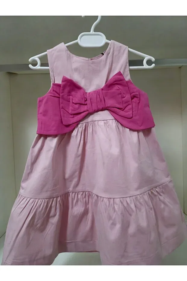 Детское платье для девочек хлопковое с бантом Bloom Kids Store, Pink — фото 2
