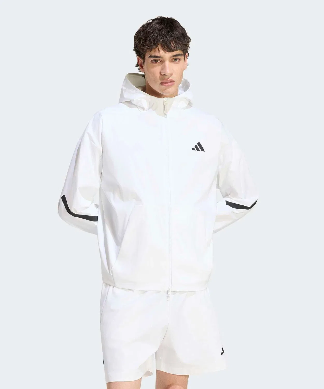 Мужской трек-топ с капюшоном из рипстопа Z.N.E. Woven Track Top Adidas, Белый