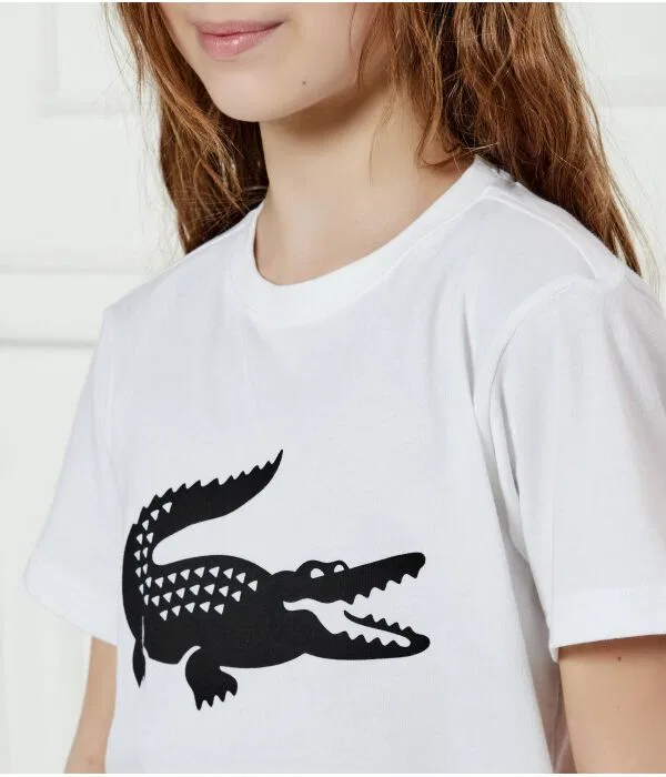 Детская футболка для девочек с круглым вырезом Lacoste, белый — фото 4