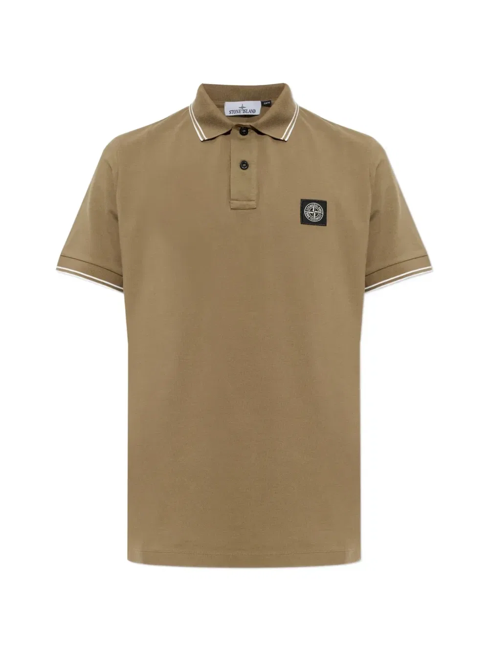 Поло с нашивкой-логотипом и оторочкой Stone Island, коричневый