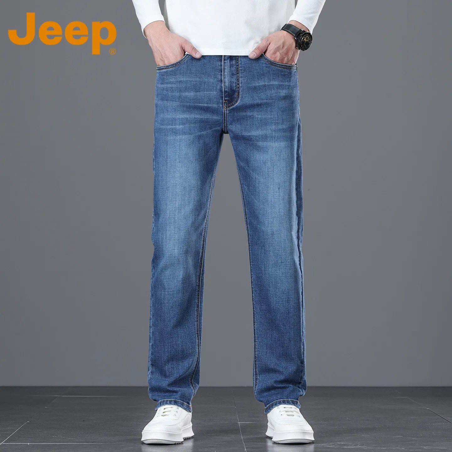 Детские джинсы прямого кроя Unisex Moderate Straight Fit Jeep, Nostalgic Blue — фото 4