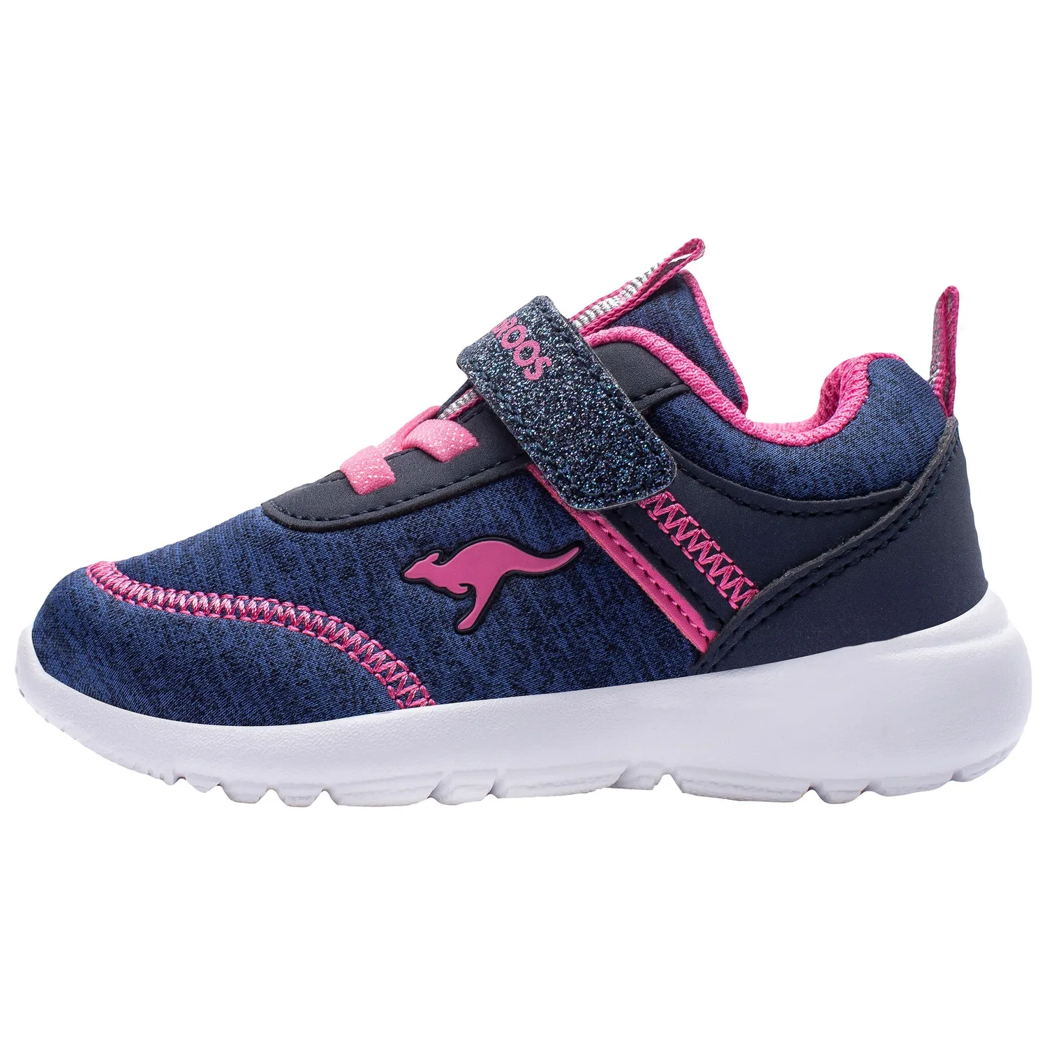 Детские кроссовки с кожаными вставками KangaROOS, Dark Navy/Fandango Pink — фото 2