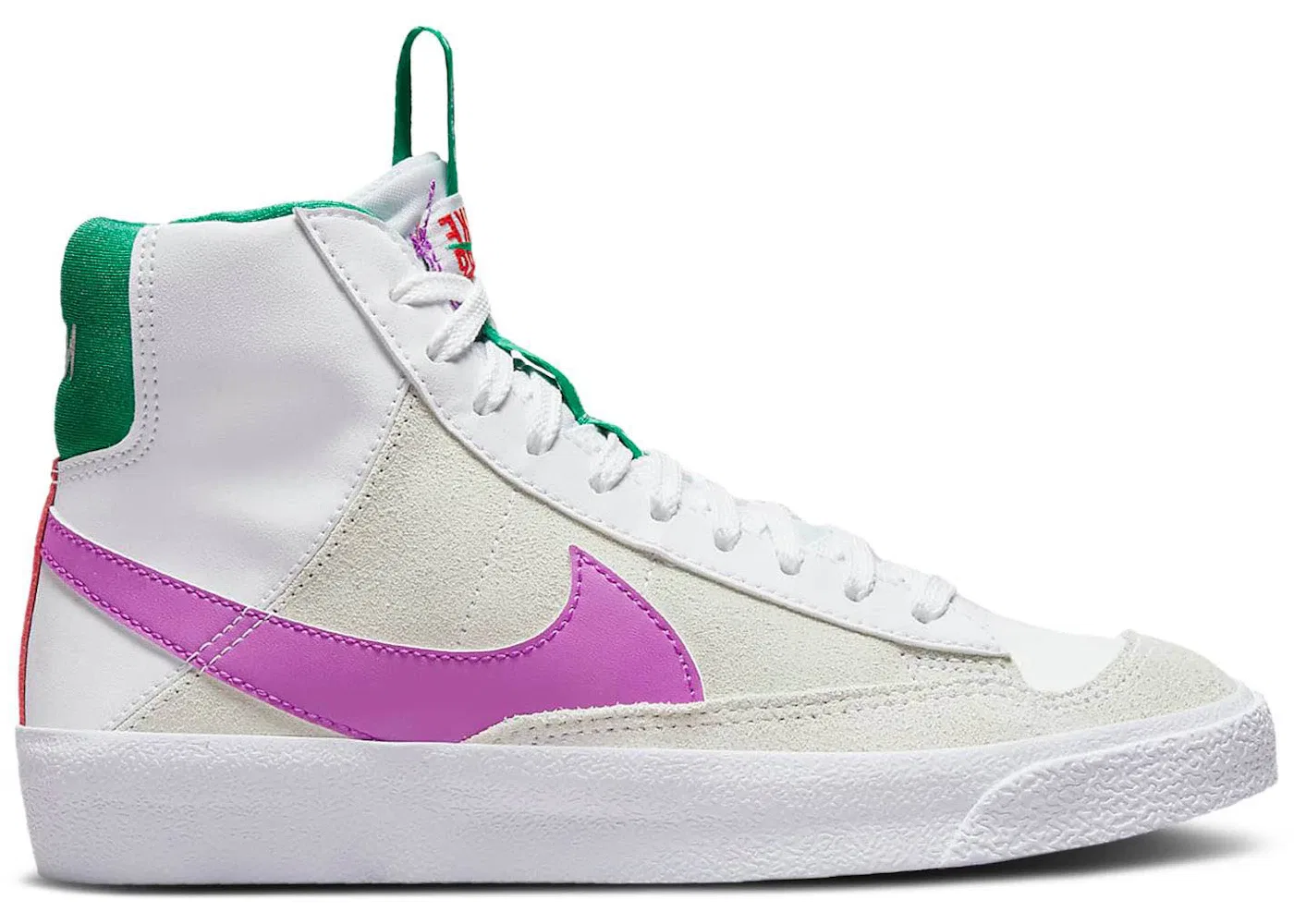 Детские кроссовки Lifestyle Nike Blazer Mid 77 SE Dance, White/Stadium Green/Picante Red/Fuchsia Dream