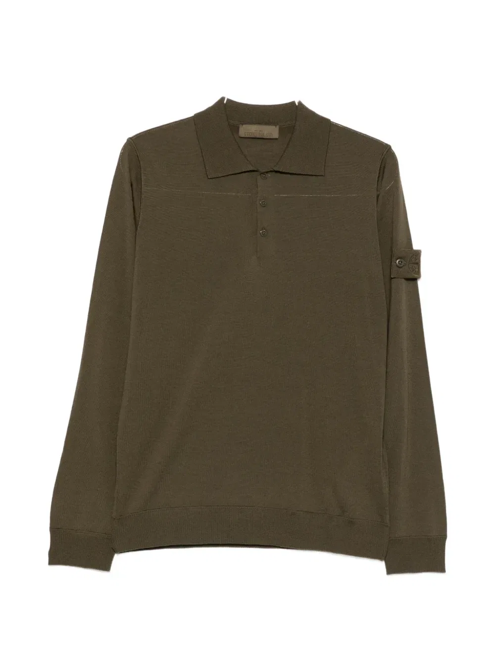 Поло с длинными рукавами и нашивкой-логотипом Stone Island, зеленый