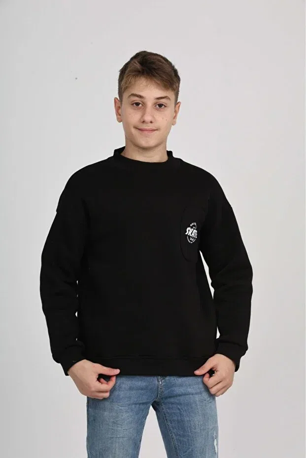 Детские свитшот для мальчиков с карманом Pocket Skate Toontoy, Черный