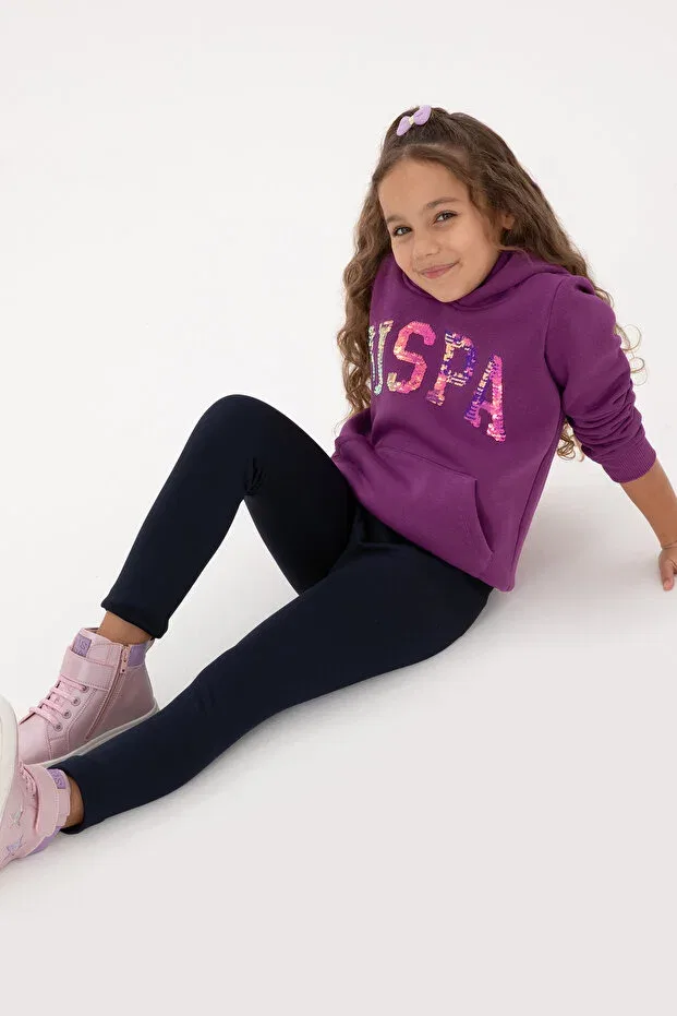 Детское худи для девочек с длинным рукавом U.S. Polo Assn., Violet — фото 2