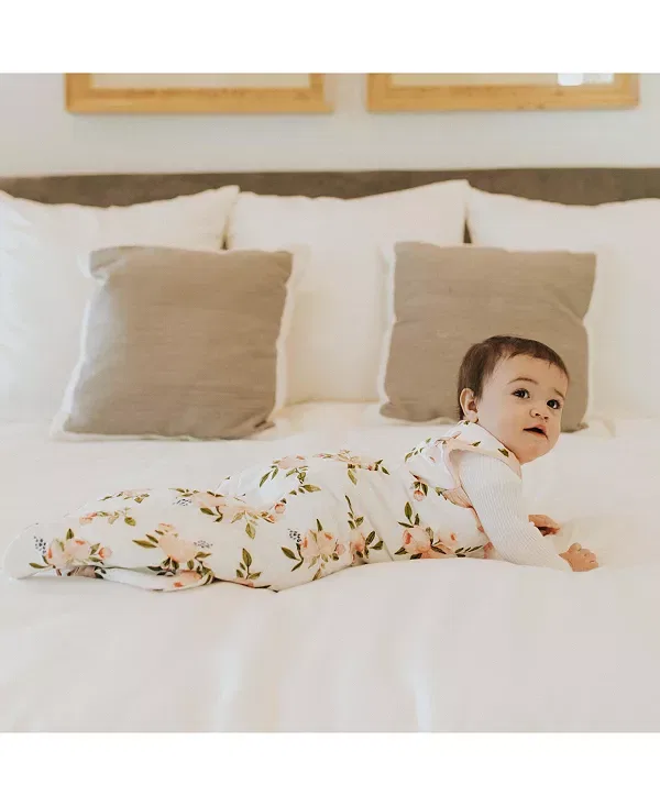 Детский спальный мешок с подкладкой из полиэстера модель Unisex cotton muslin quilted sleep bag Little Unicorn, Watercolor Roses — фото 4