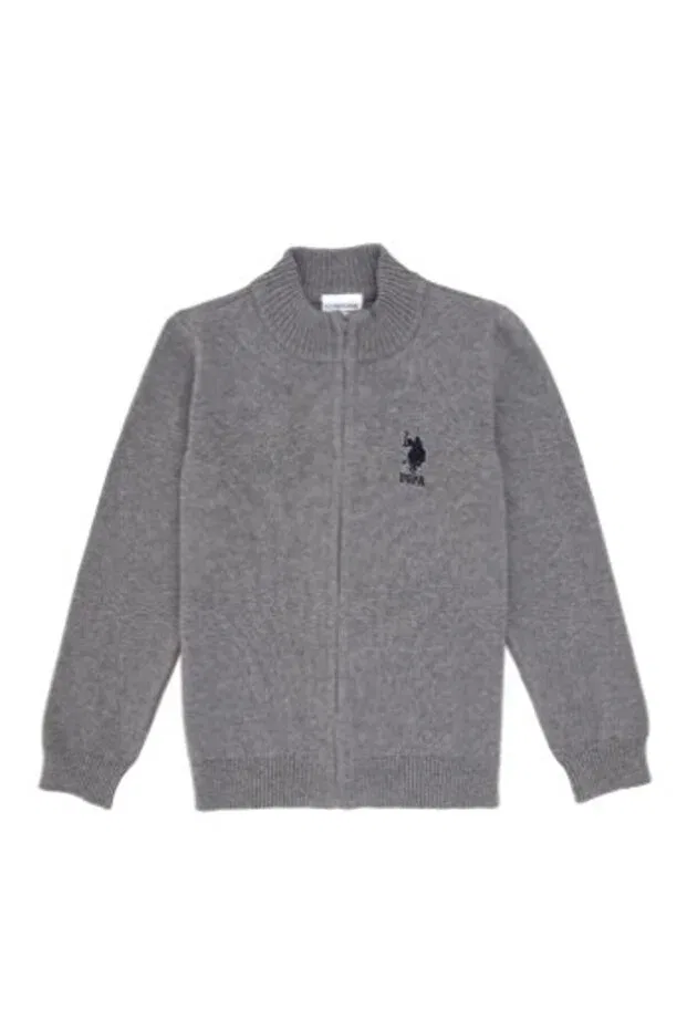 Детский кардиган для мальчиков из трикотажа U.S. Polo Assn., Gray Melange — фото 3