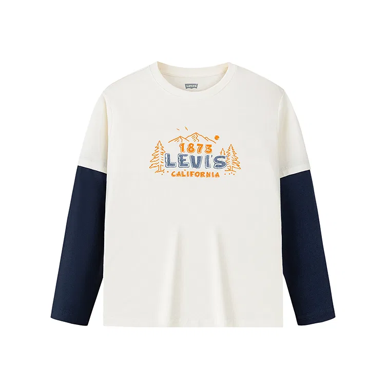 Детская футболка с круглым вырезом Pre School Crew Neck Moderate Levi's, White Egret White