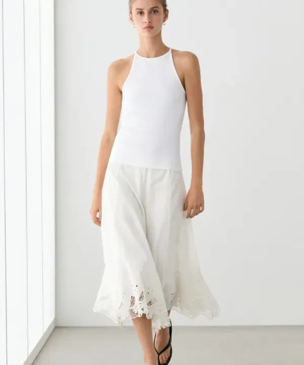 Топ на тонких бретелях из хлопкового микса, Massimo Dutti — фото 2