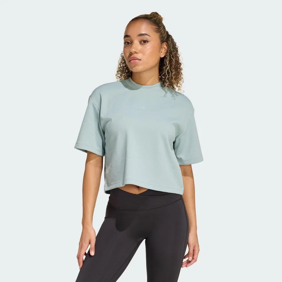 Женская футболка для йоги с текстурой вафли Performance Yoga Motion Waffle Tee adidas, Светло-зеленый