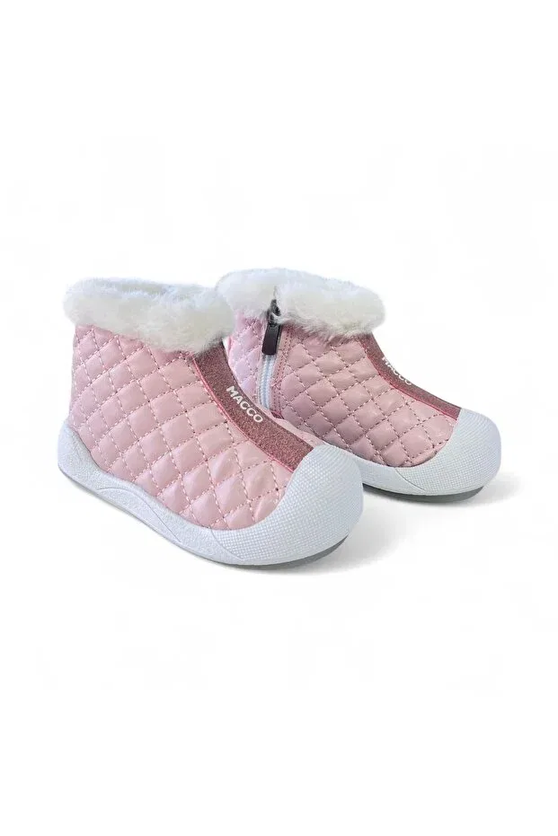 Детские ботинки для девочек зимние с искусственным мехом Macco Shoes, Pink