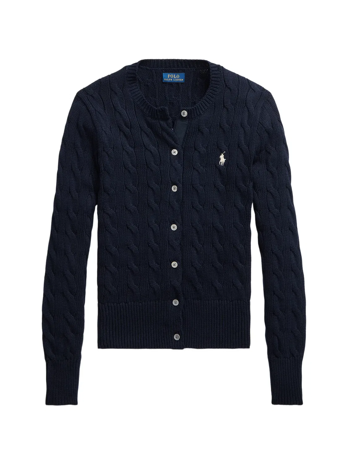 Кардиган фактурной вязки с вышитым логотипом Polo Ralph Lauren, синий