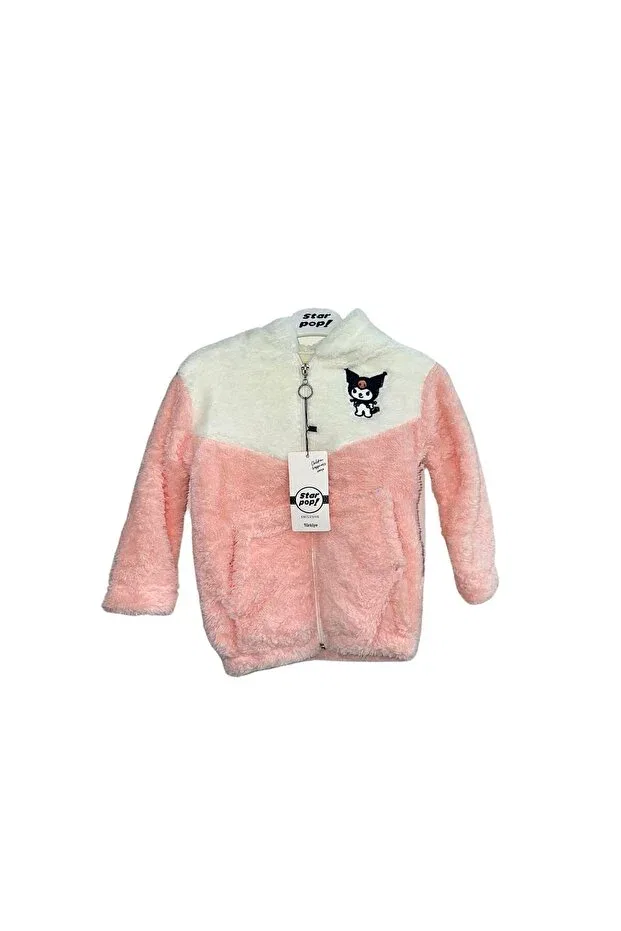 Детский плюшевый кардиган с длинным рукавом Star Pop, Pink-Ecru Embroidered