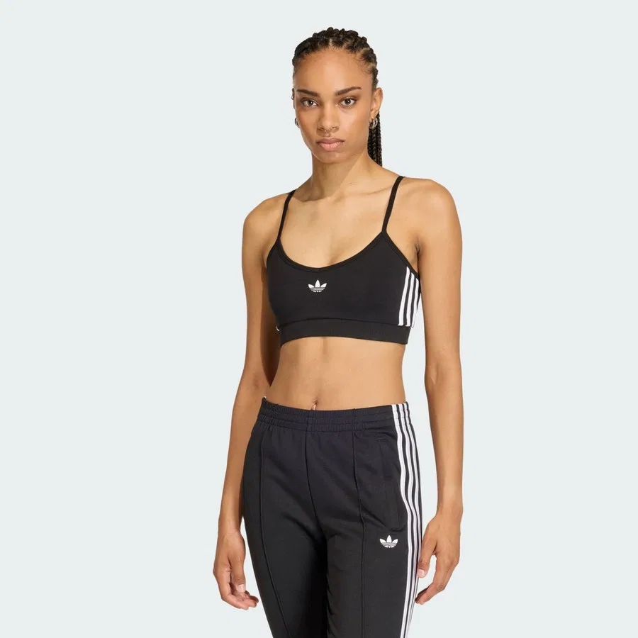 Спортивный бюстгальтер с длинным рукавом adidas Originals 3 Stripes, Черно-белый