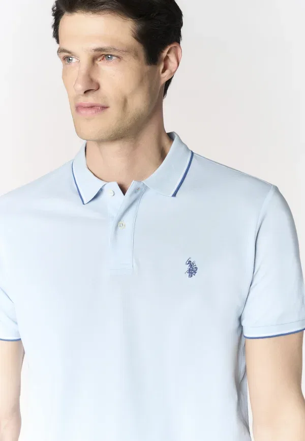 Поло из хлопка пике U.S. Polo Assn., Blu, синий — фото 4