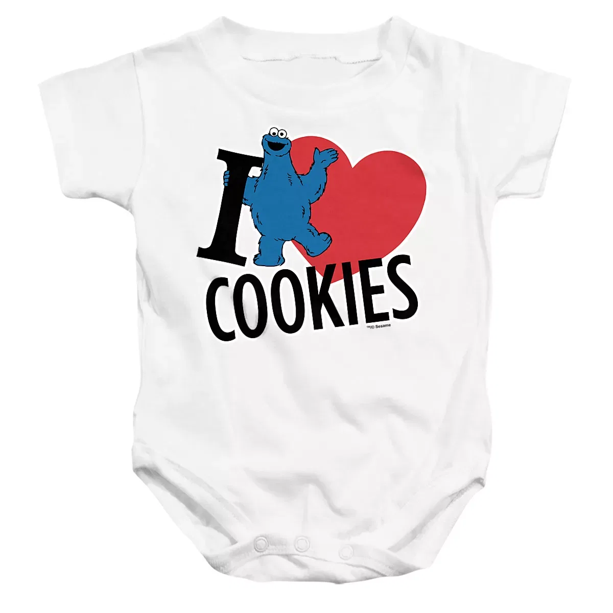 Детское боди с коротким рукавом с принтом Cookie Monster I Heart Cookies Sesame Street, White