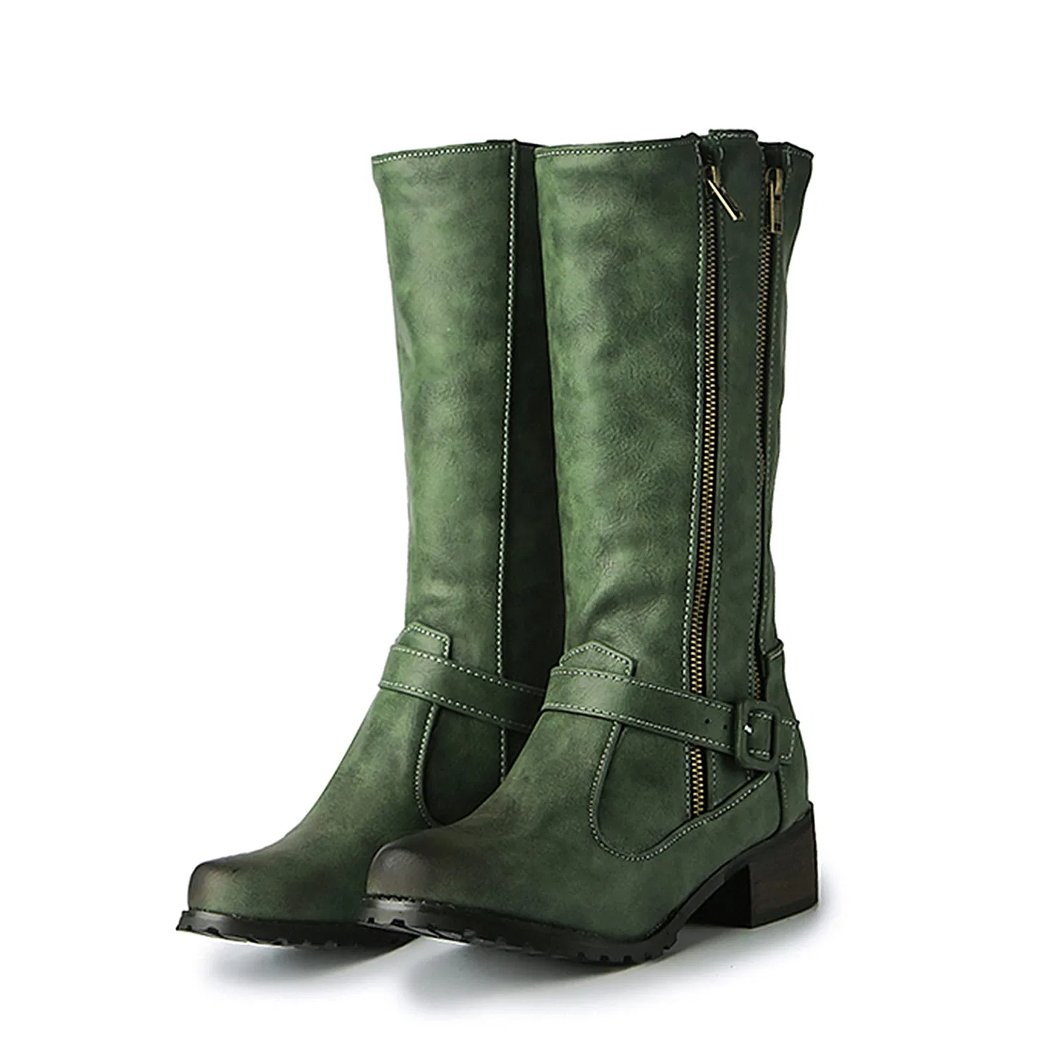 Детские ботинки для девочек с принтом Girls' Casual Long Boots with Side Zipper and Laces with Printed Garden Pattern Waterproof Western Boots Fashion Printed Pattern Boots, Verde — фото 3