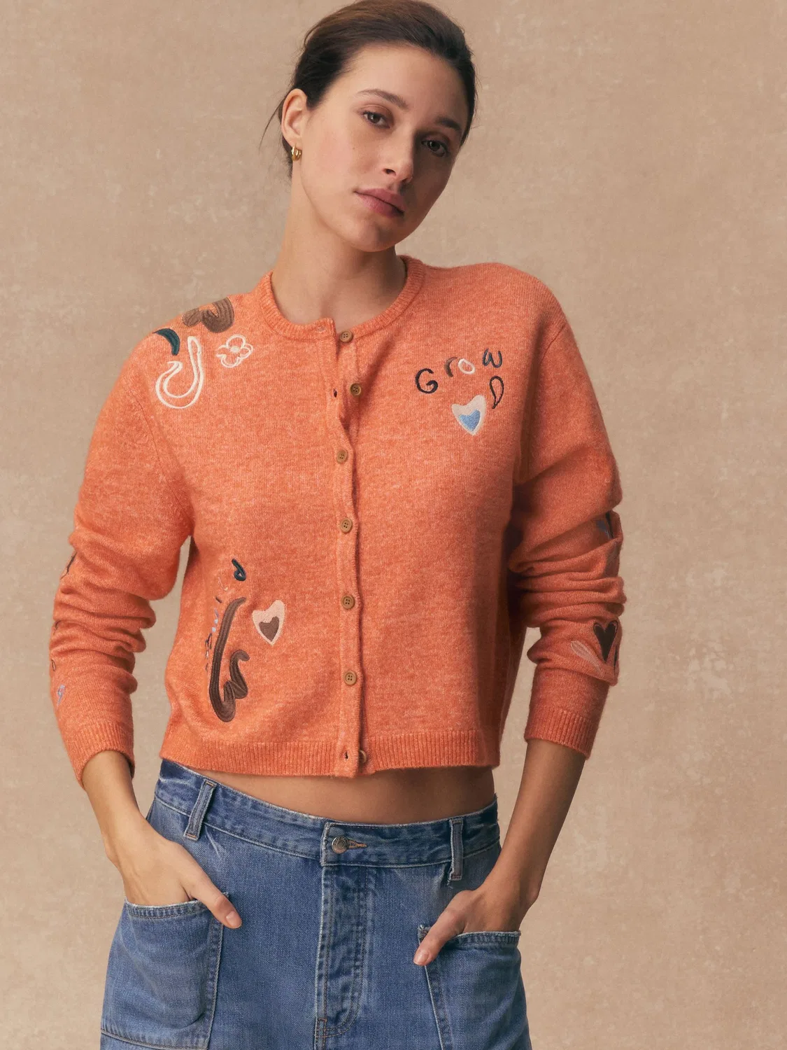 Кардиган с вышивкой Orange Sketch Next, оранжевый