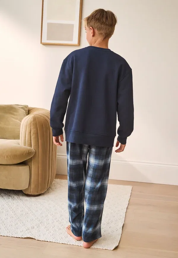 Пижамный комплект хлопковый Regular fit Next темно-синий Check — фото 3