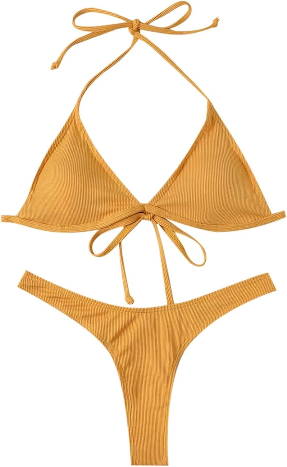 Женский бикини-комплект с рюшами и звездами Halter Triangle, Yellow