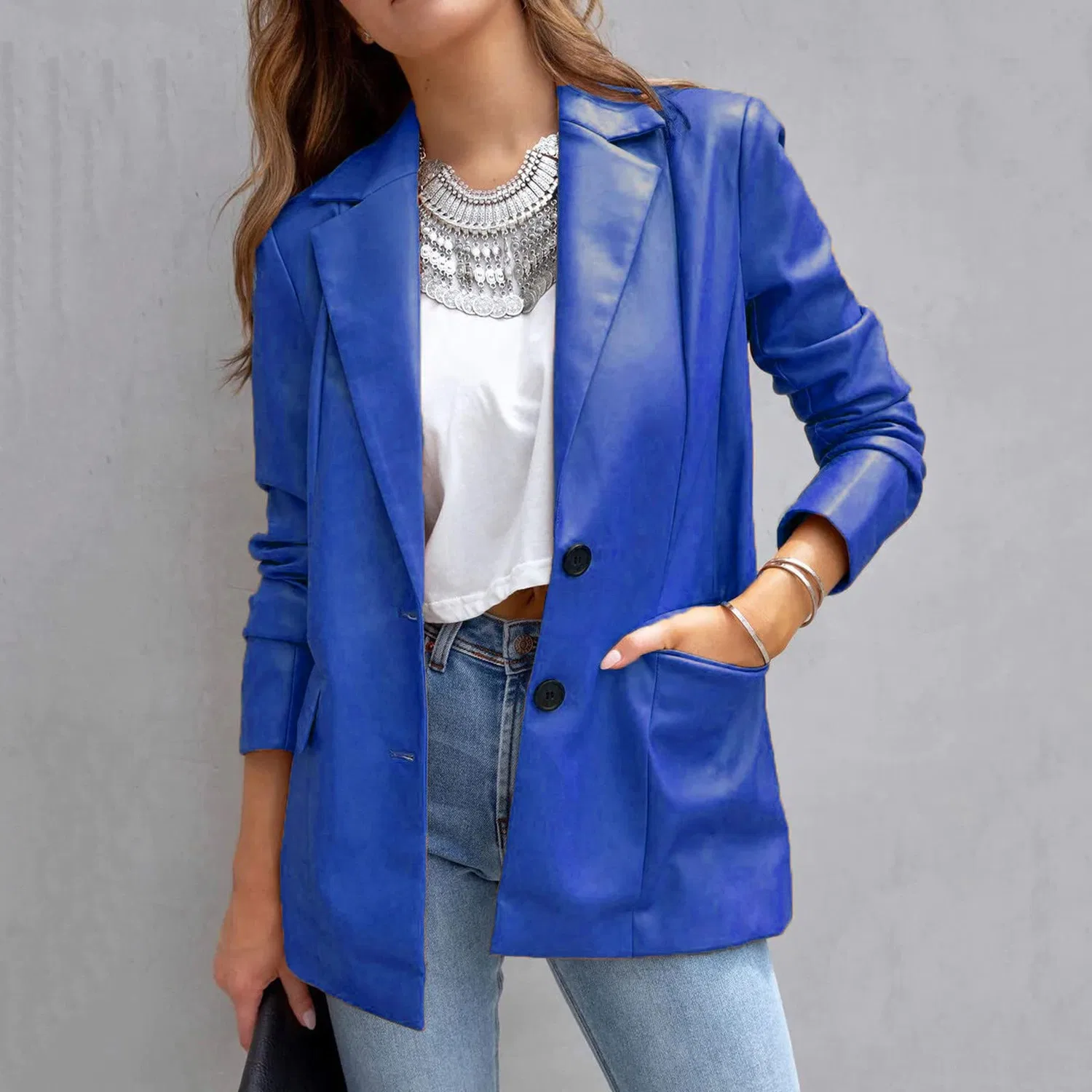 Женская куртка с длинным рукавом Classic Summer With Back Jacket, Blu scuro — фото 4