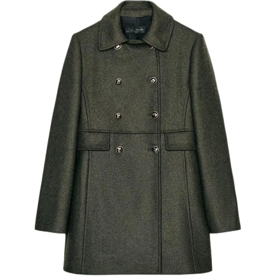 Женское пальто с лацканами Khaki Lapel ZARA, Khaki