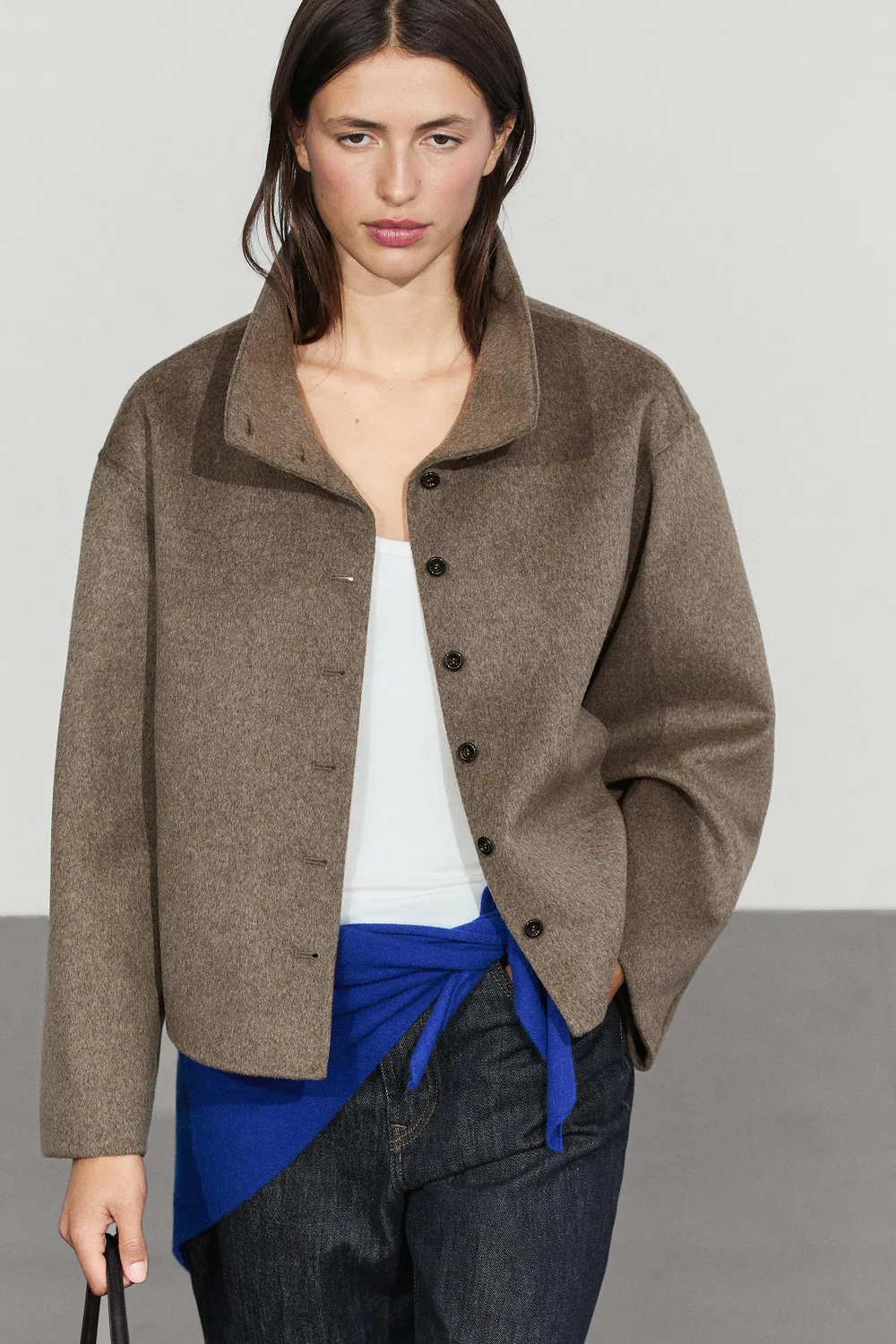 Куртка Massimo Dutti, с воротником-стойкой, коричневый — фото 3