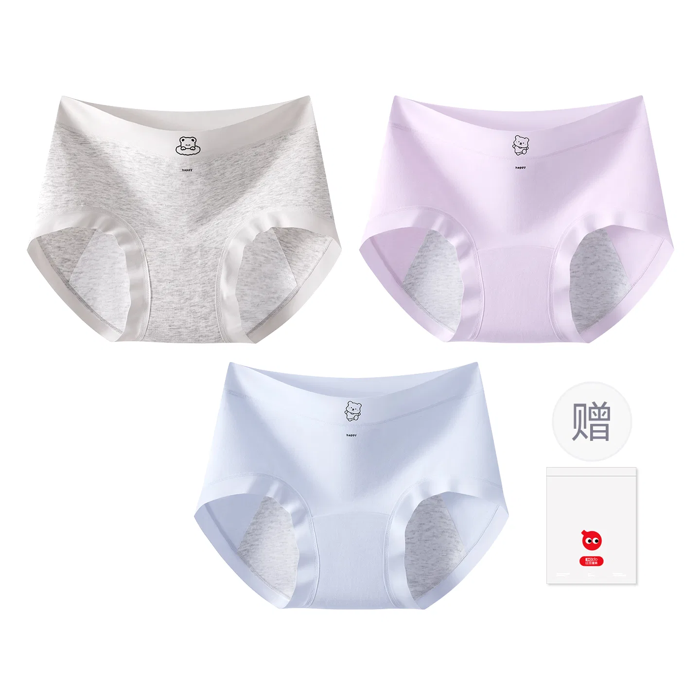 Детское белье для девочек хлопковое Комплект из 4 трусов Red bean, Cream Skin Pink Purple Blue — фото 3