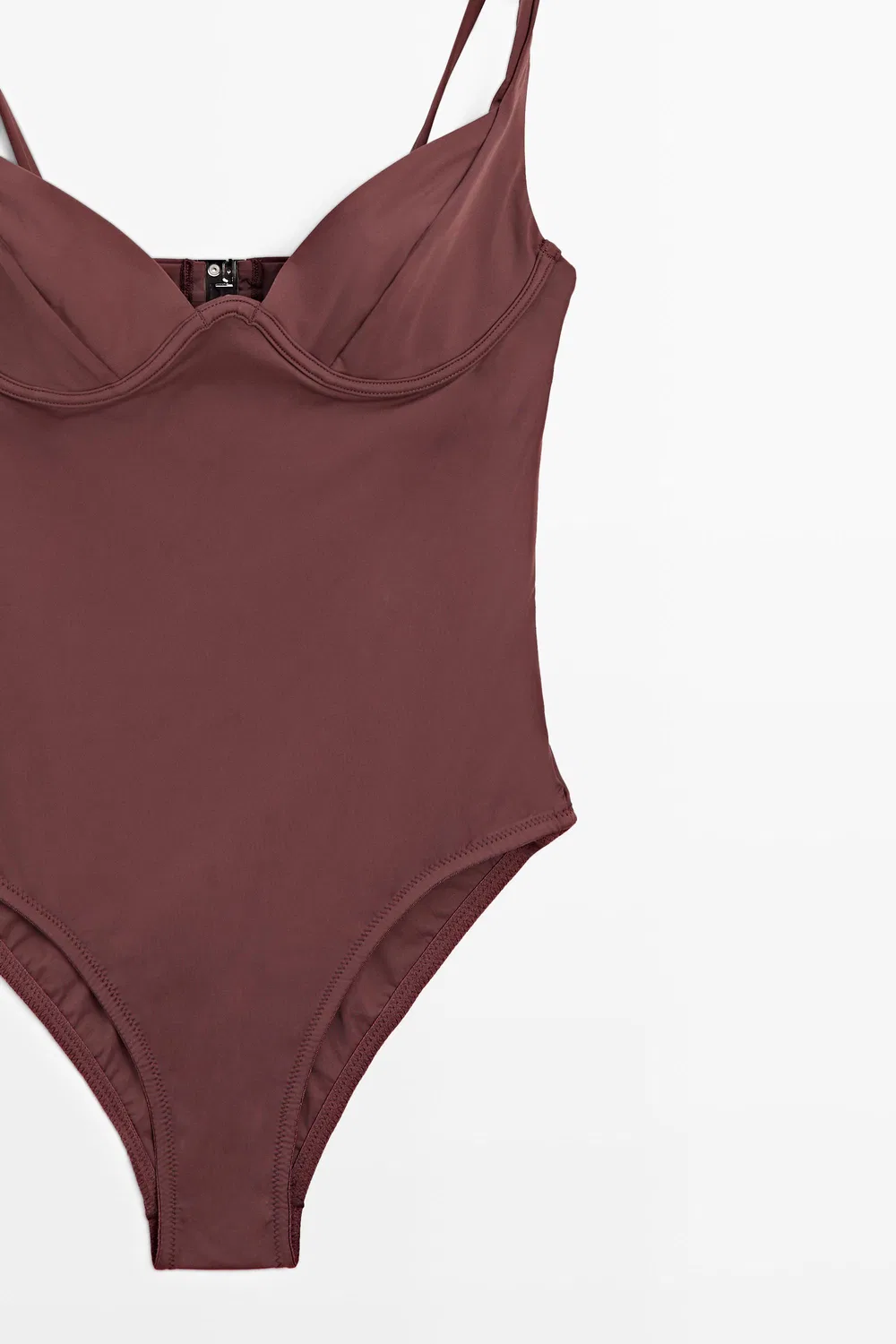 Купальник Massimo Dutti, на косточках со широкими бретелями, коричневый — фото 4