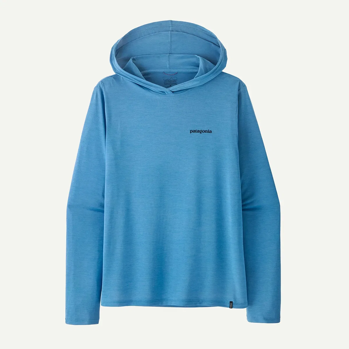 Мужская худи с принтом Capilene Cool Casting Logo Daily Hoodie Patagonia, Shore Blue/Light Shore Blue X-Dye — фото 4