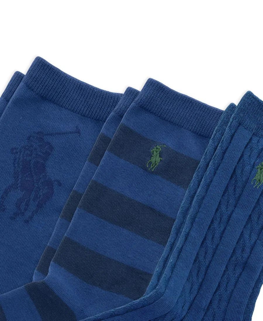 Комплект носков с принтом, Candyshop Socks Polo Ralph Lauren, Bright Blue — фото 3