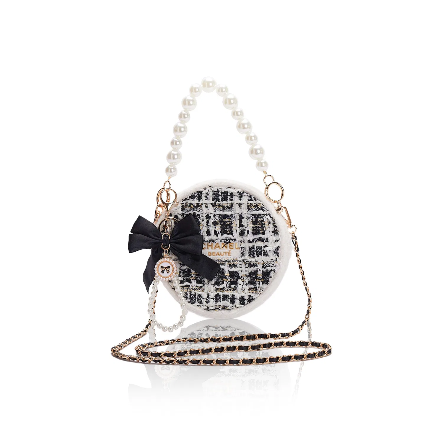 Женский косметический несессер с принтом Black Gold Princess, CHANEL, Черный