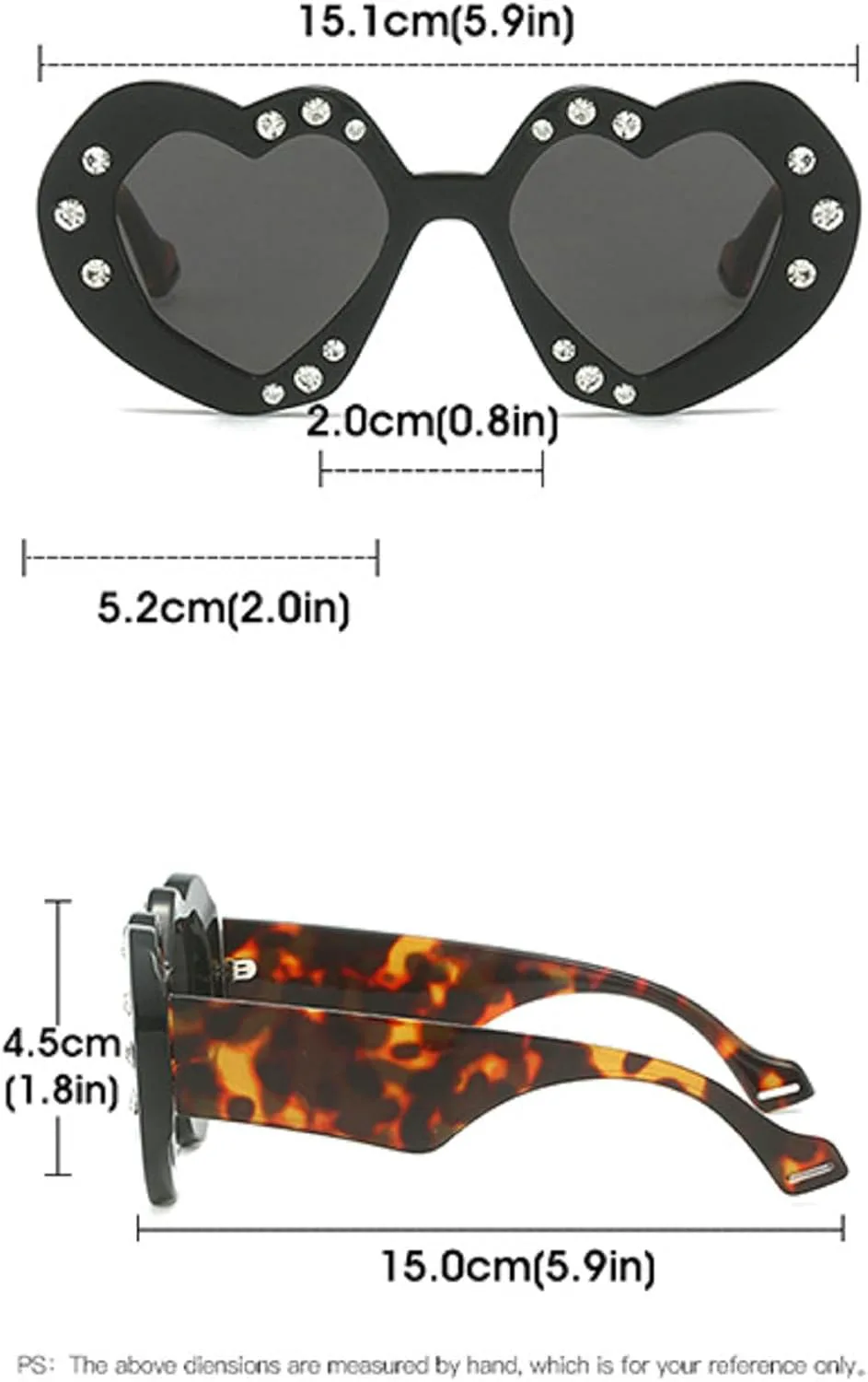 

Солнцезащитные очки в форме сердца в стиле панк Y2K для женщин, тренд 2024 года, со стразами, солнцезащитные очки для вечеринок, уличный стиль mincl, Black&leopard