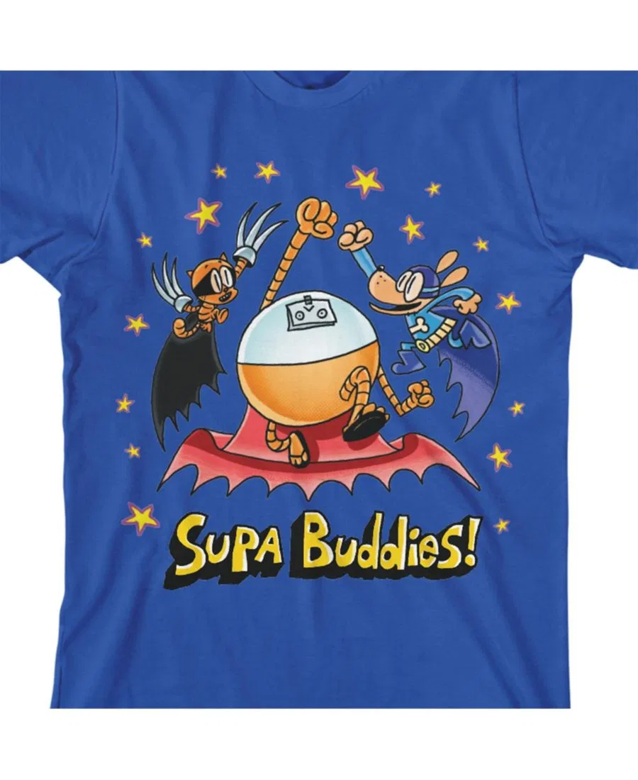 Детская футболка с коротким рукавом и круглым вырезом Supa Buddies, королевский синий, размер XL Dog Man — фото 3